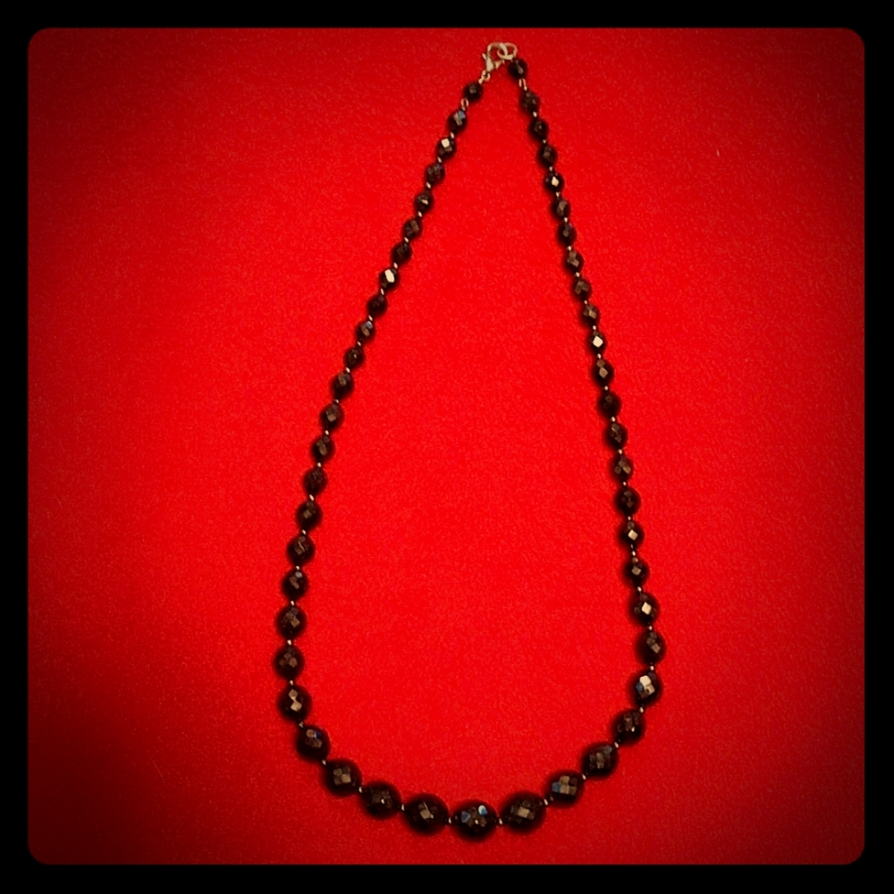 Black Diamond Cut Beaded Necklace
